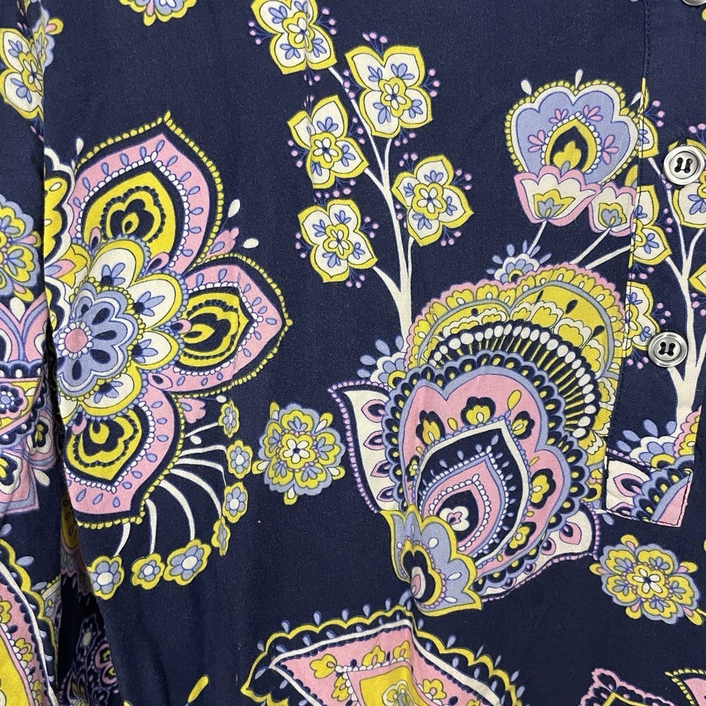 Talbots Floral Shirt Petite 3Xp Womens Paisley Navy Pink Long Sleeve Rayon - Picture 3 of 7